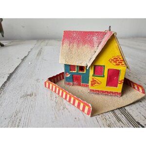 Putz mini house ornament cardboard vintage antique glitter unique paper
